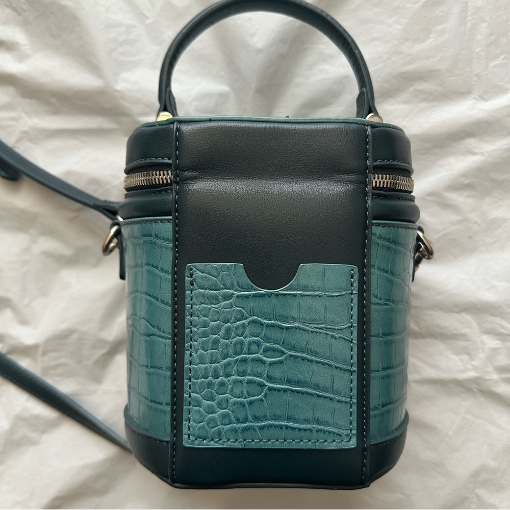 Green Emerald Leather Croc Printed Zipper Mini Buckle Bag Crossbody Bag - Picture 10 of 10